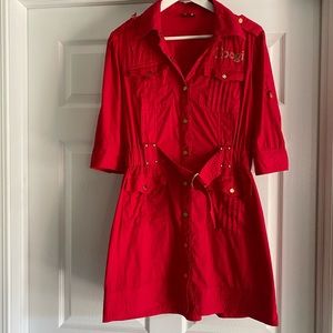 Women’s Red Rhinestone Lion Coogi Dress Size Large